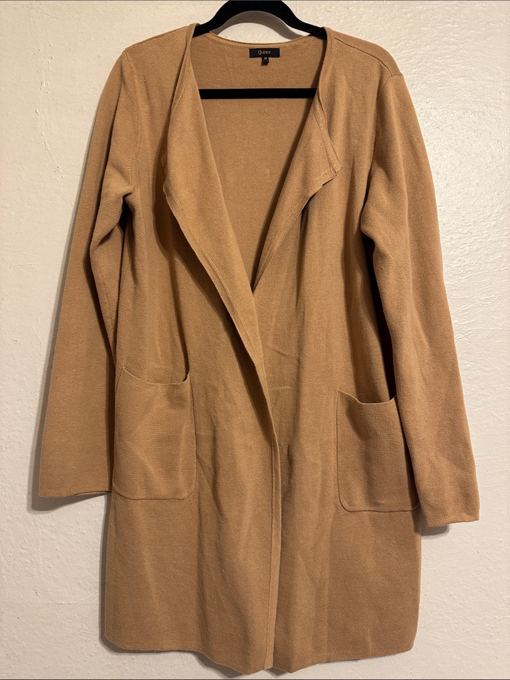 Quince Camel Open-Front Trench Coat